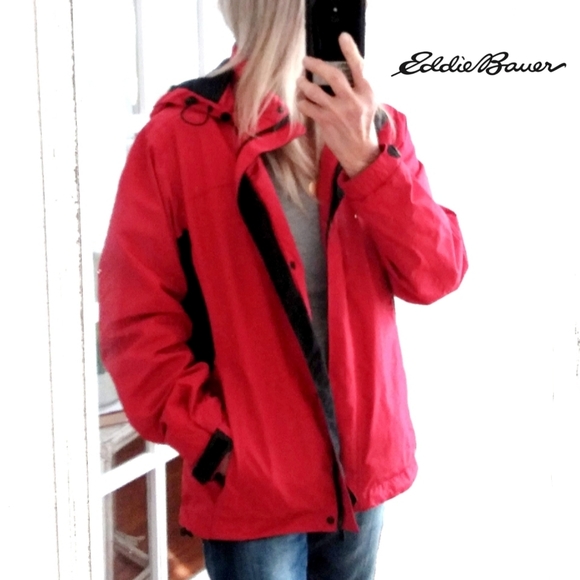 Eddie Bauer Jackets & Blazers - EDDIE BAUER WMNS RED INSULATED.HOODED ZIP COAT
